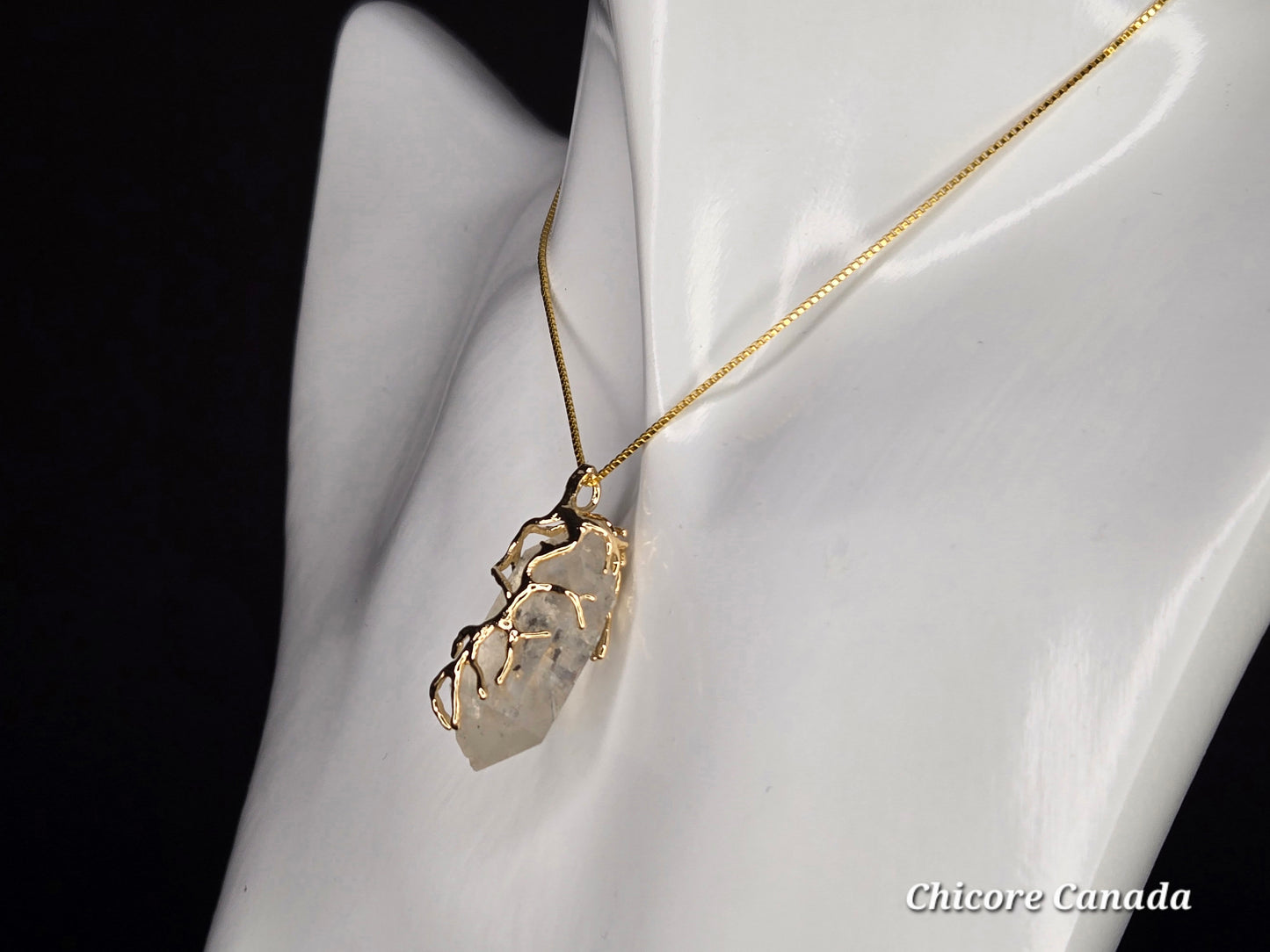 AA Raw Herkimer Diamond Pendant Necklace – Handmade Natural Crystal on Adjustable 925 Sterling Silver Chain - April Birthstone Jewelry