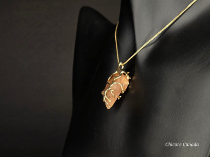 Radiant Glow: Handmade Sunstone Pendant