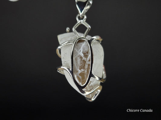 Snakeskin Agate Pendant – Handmade Luxury with Adjustable Sterling Silver