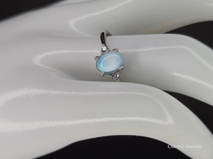 Caribbean Charm – Handmade Larimar Adjustable Silver Ring
