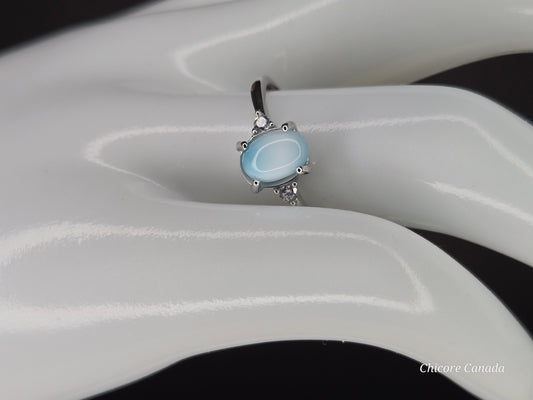Caribbean Charm – Handmade Larimar Adjustable Silver Ring