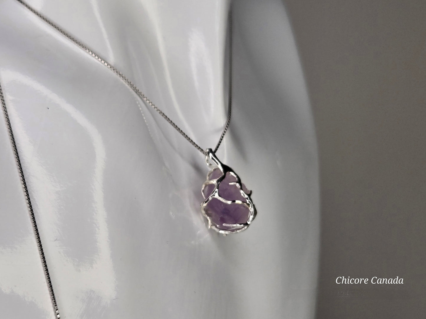 Artfully Crafted Raw Amethyst Pendant Necklace with Adjustable Grace