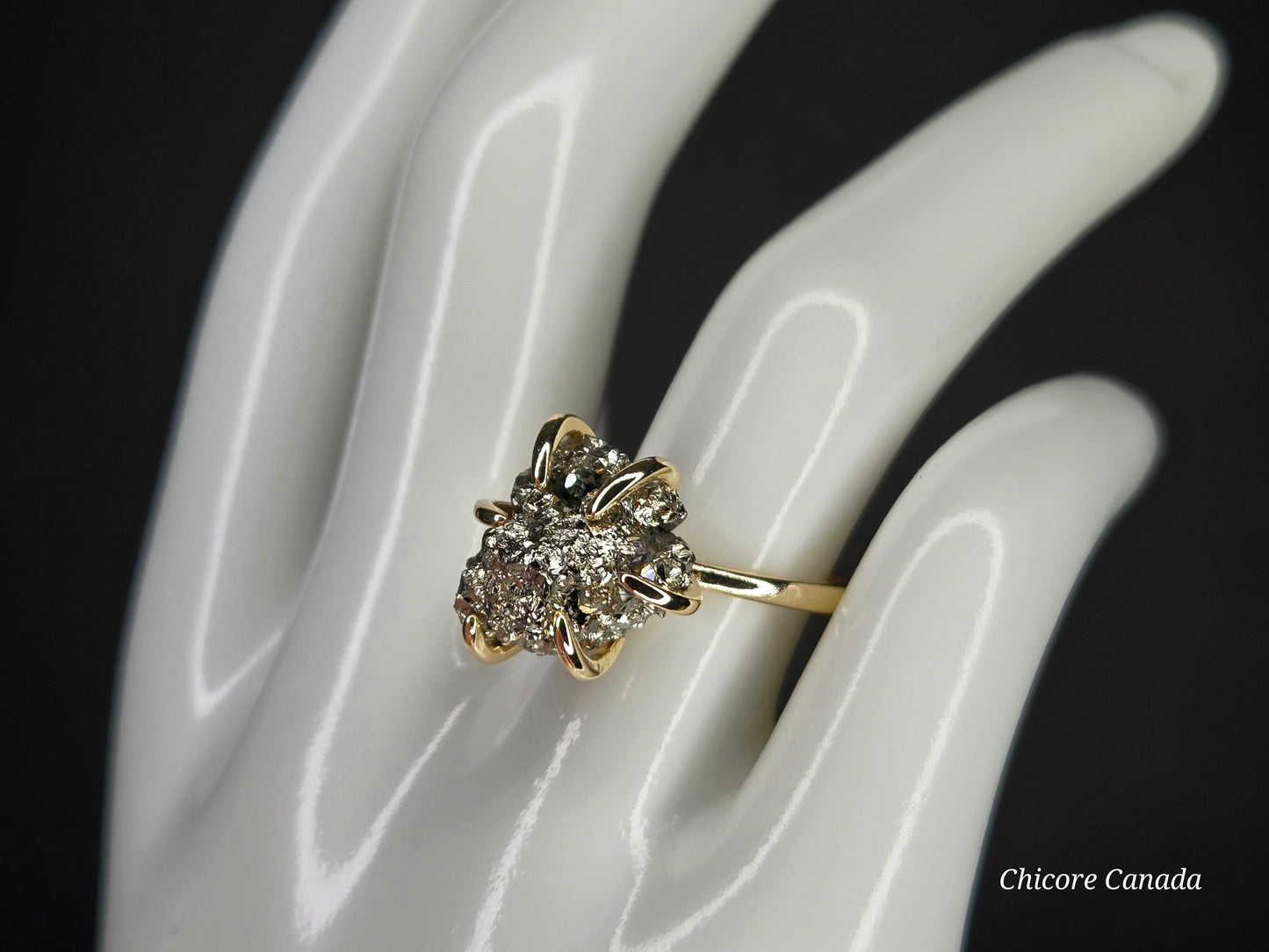 Adjustable Handmade Raw Pyrite Ring