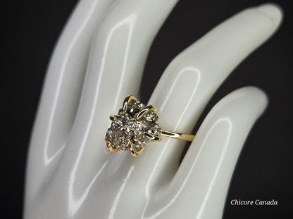 Adjustable Handmade Raw Pyrite Ring