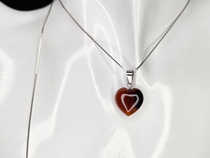 Eternal Glow: Handcrafted Heart-Shaped Carnelian Pendant with Adjustable Necklace