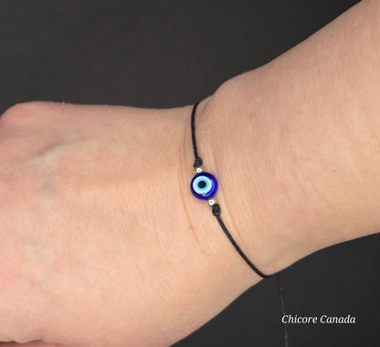 Minimalist Evil Eye Adjustable Bracelet – Subtle Protection, Effortless Style
