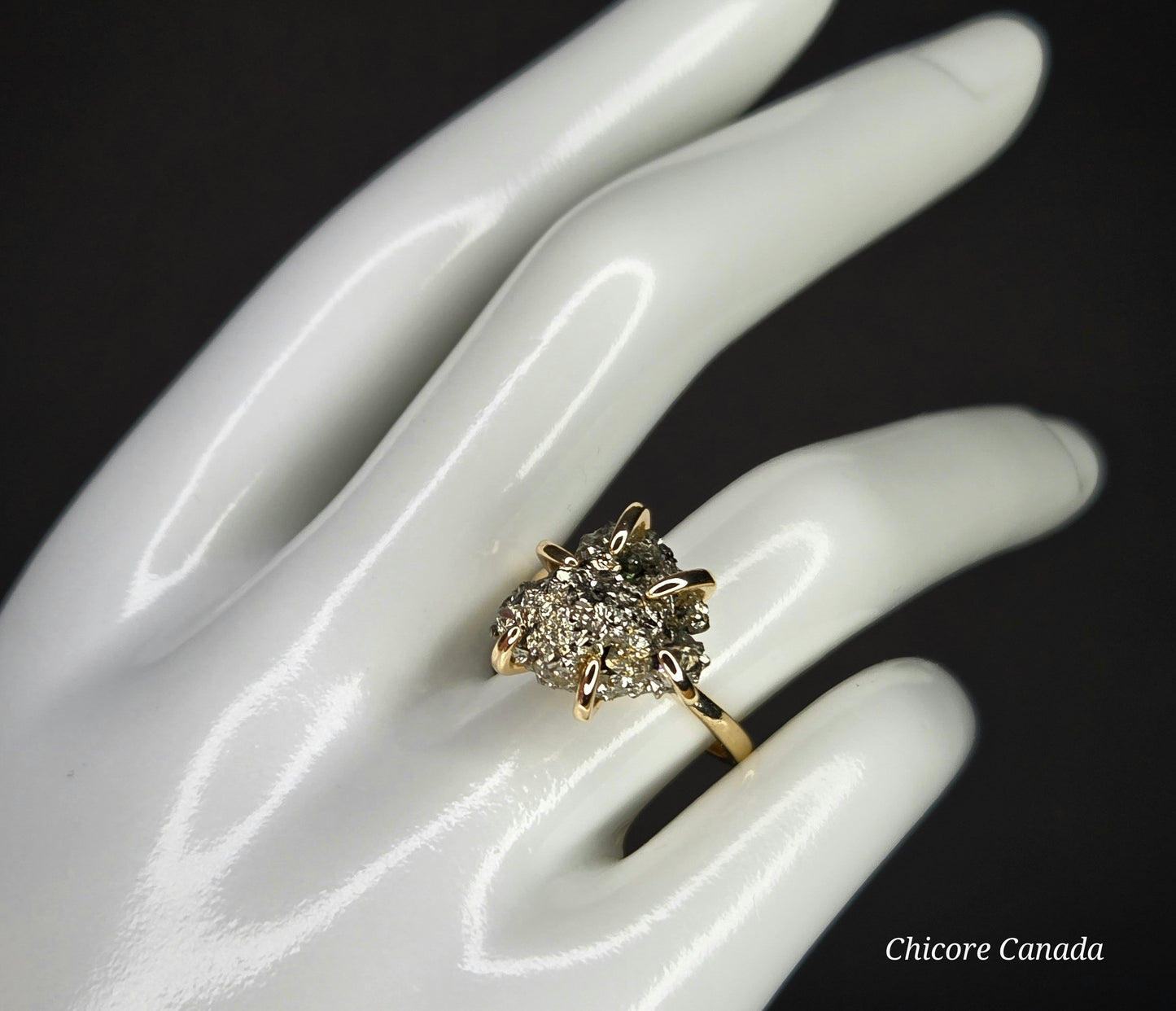 Adjustable Handmade Raw Pyrite Ring