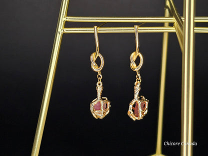 Belles boucles d'oreilles en tourmaline rose