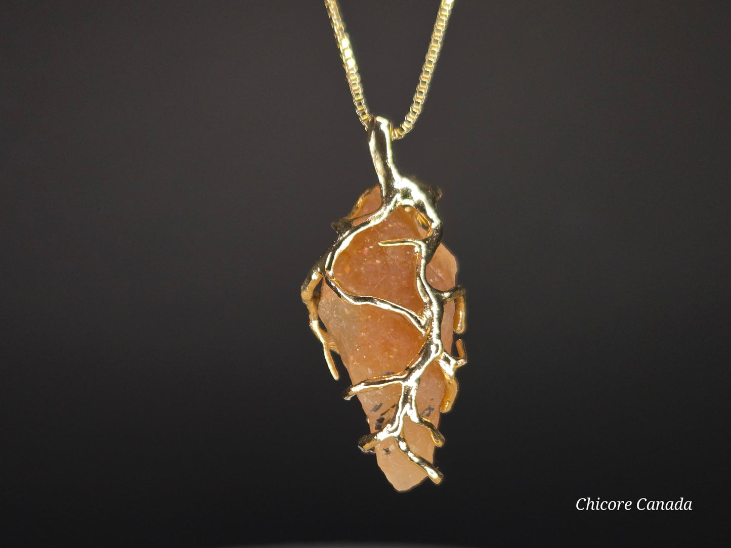 Radiant Glow: Handmade Sunstone Pendant