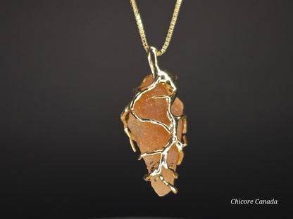 Radiant Glow: Handmade Sunstone Pendant
