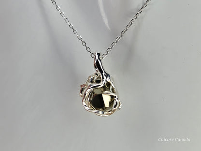 Bold & Brilliant: Raw Pyrite Crystal on 925 Silver Adjustable Necklace