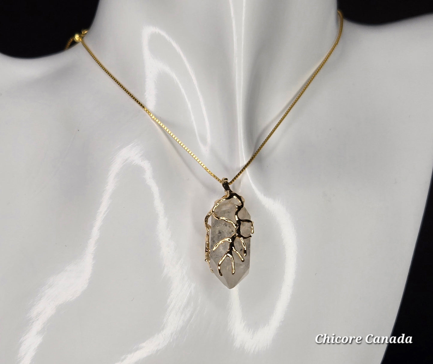 AA Raw Herkimer Diamond Pendant Necklace – Handmade Natural Crystal on Adjustable 925 Sterling Silver Chain - April Birthstone Jewelry