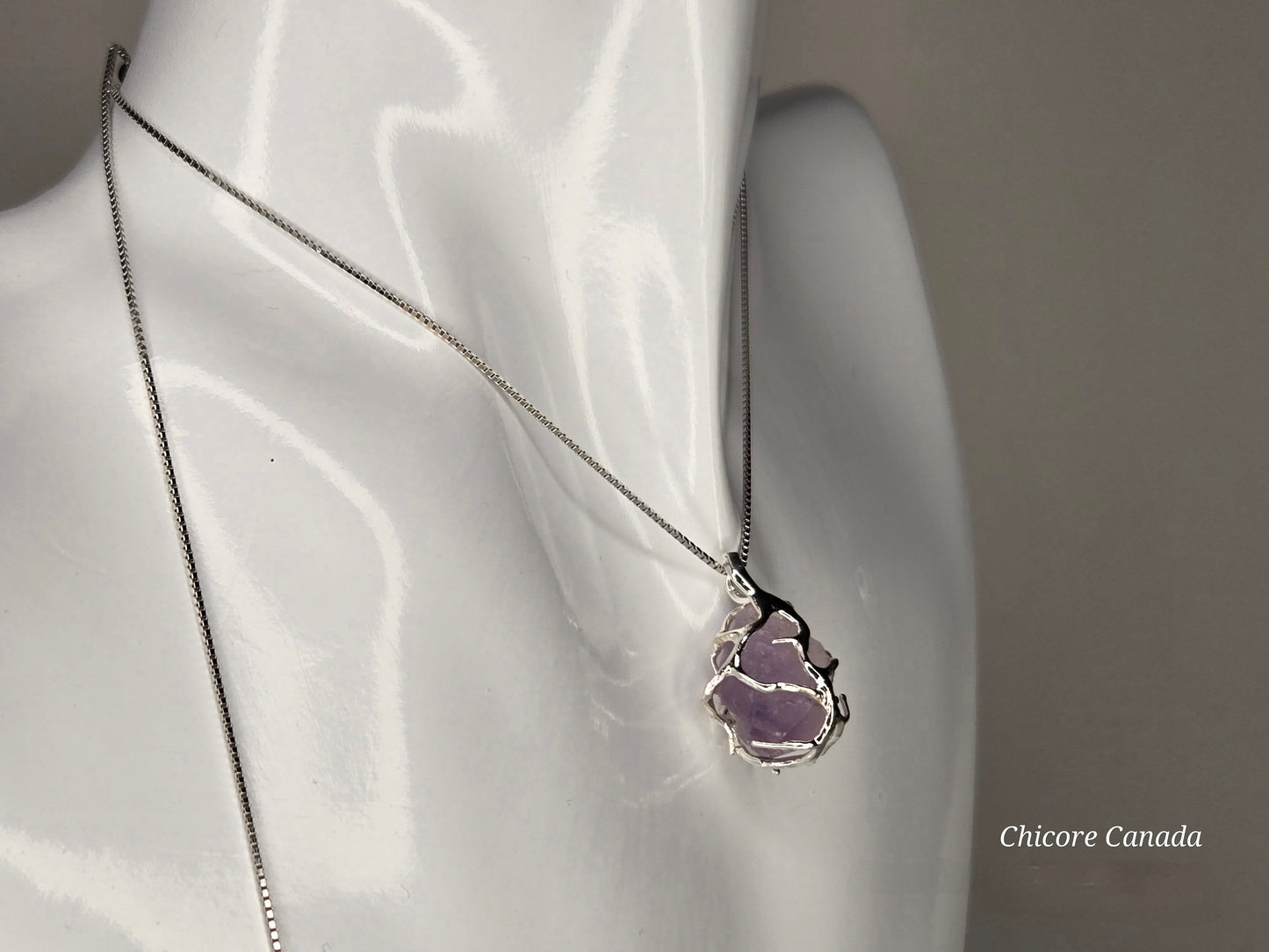 Artfully Crafted Raw Amethyst Pendant Necklace with Adjustable Grace