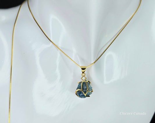 Chic Blue Apatite Pendant on an Adjustable Sterling Silver Chain Necklace