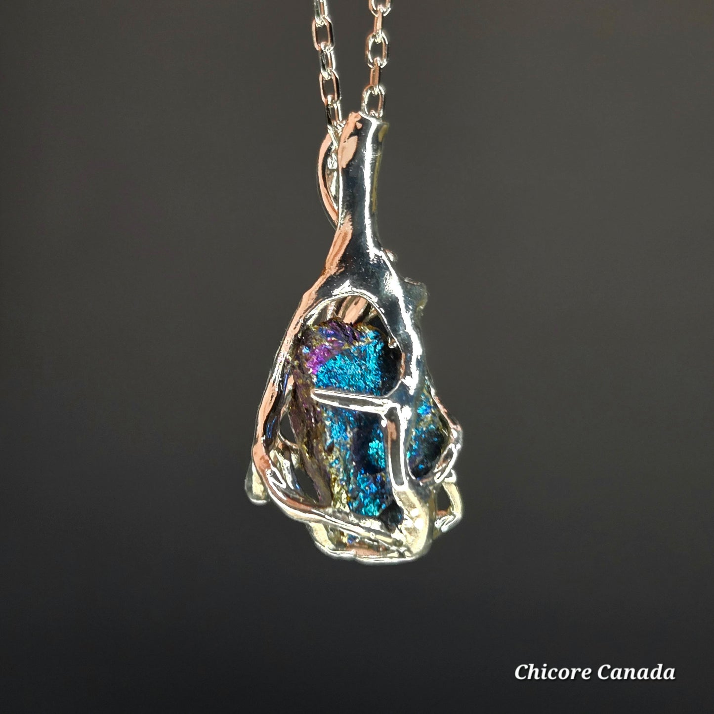 Handmade Raw Rainbow Pyrite Pendant – Adjustable 925 Sterling Silver Necklace for Strength & Style