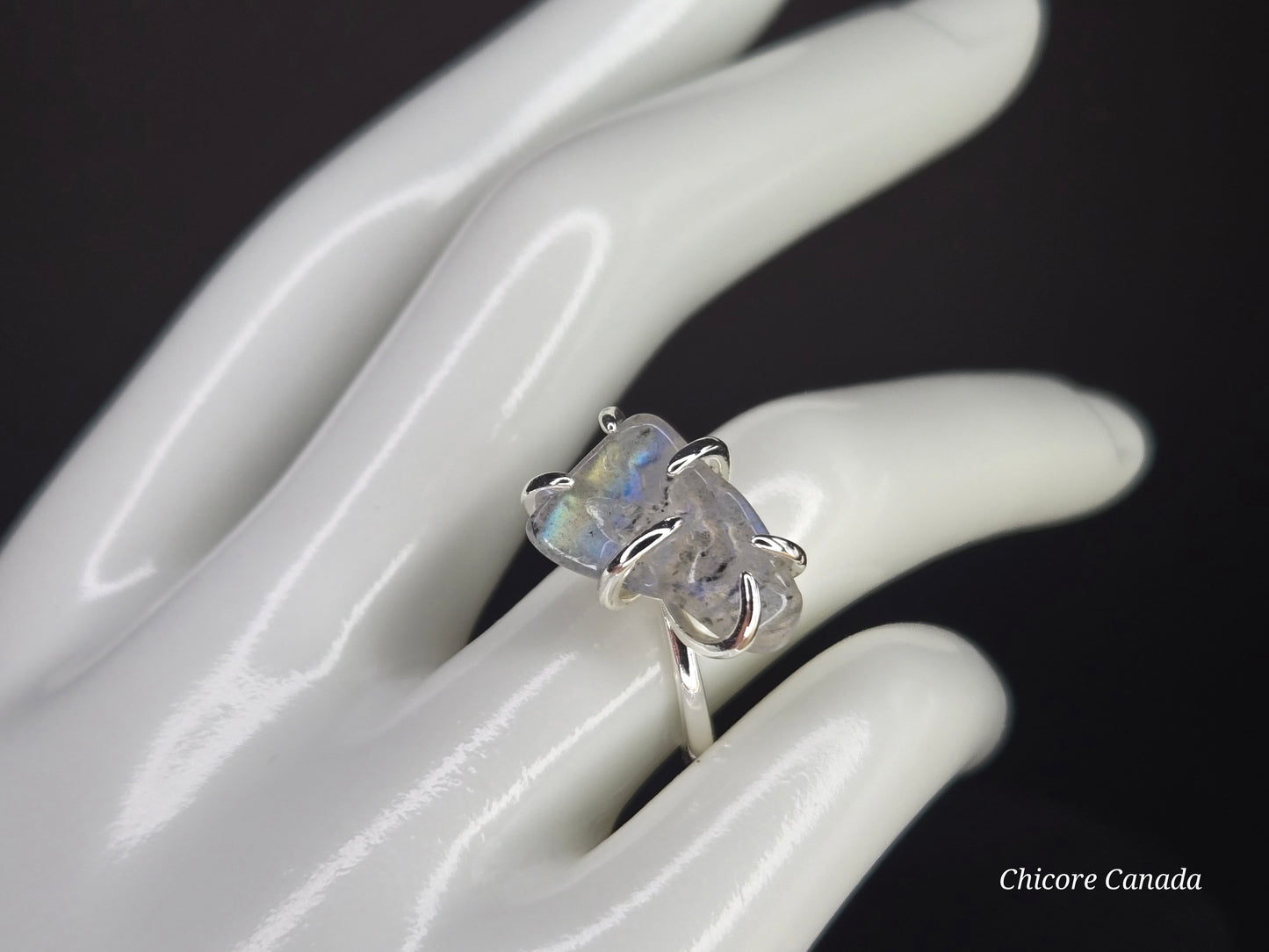 Adjustable Moonstone Ring – Silver Tone