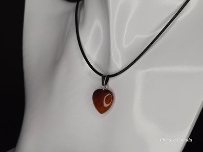 Eternal Glow: Handcrafted Heart-Shaped Carnelian Pendant with Adjustable Necklace