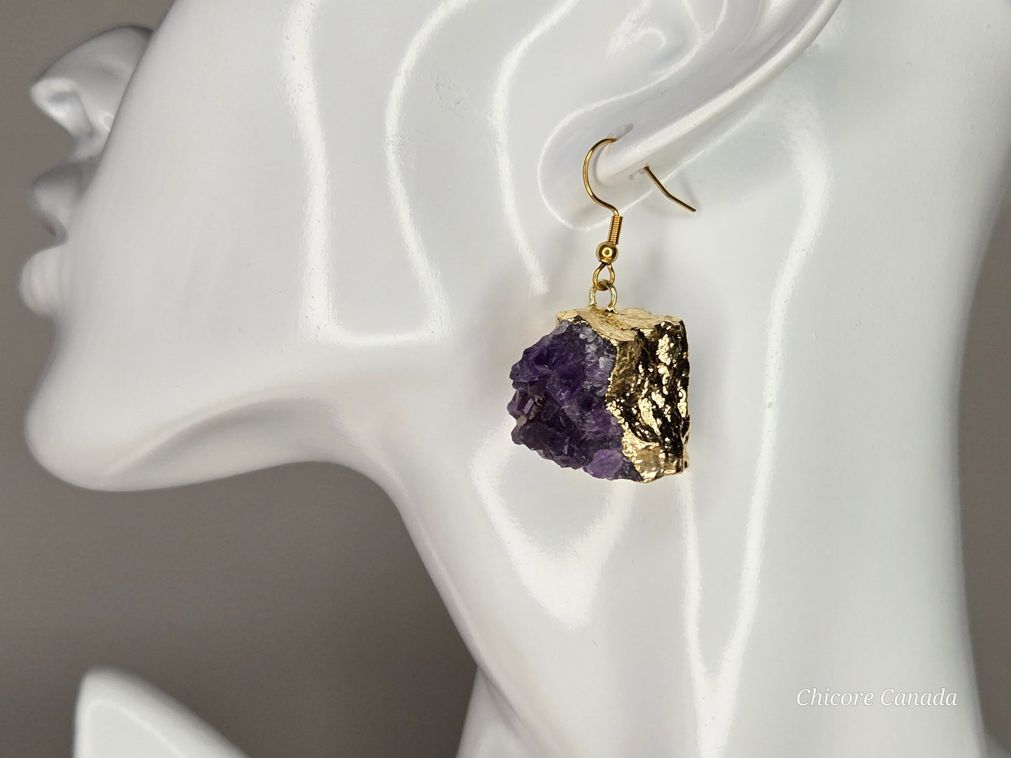 Crystal Calm: Raw Amethyst Cluster Statement Earrings
