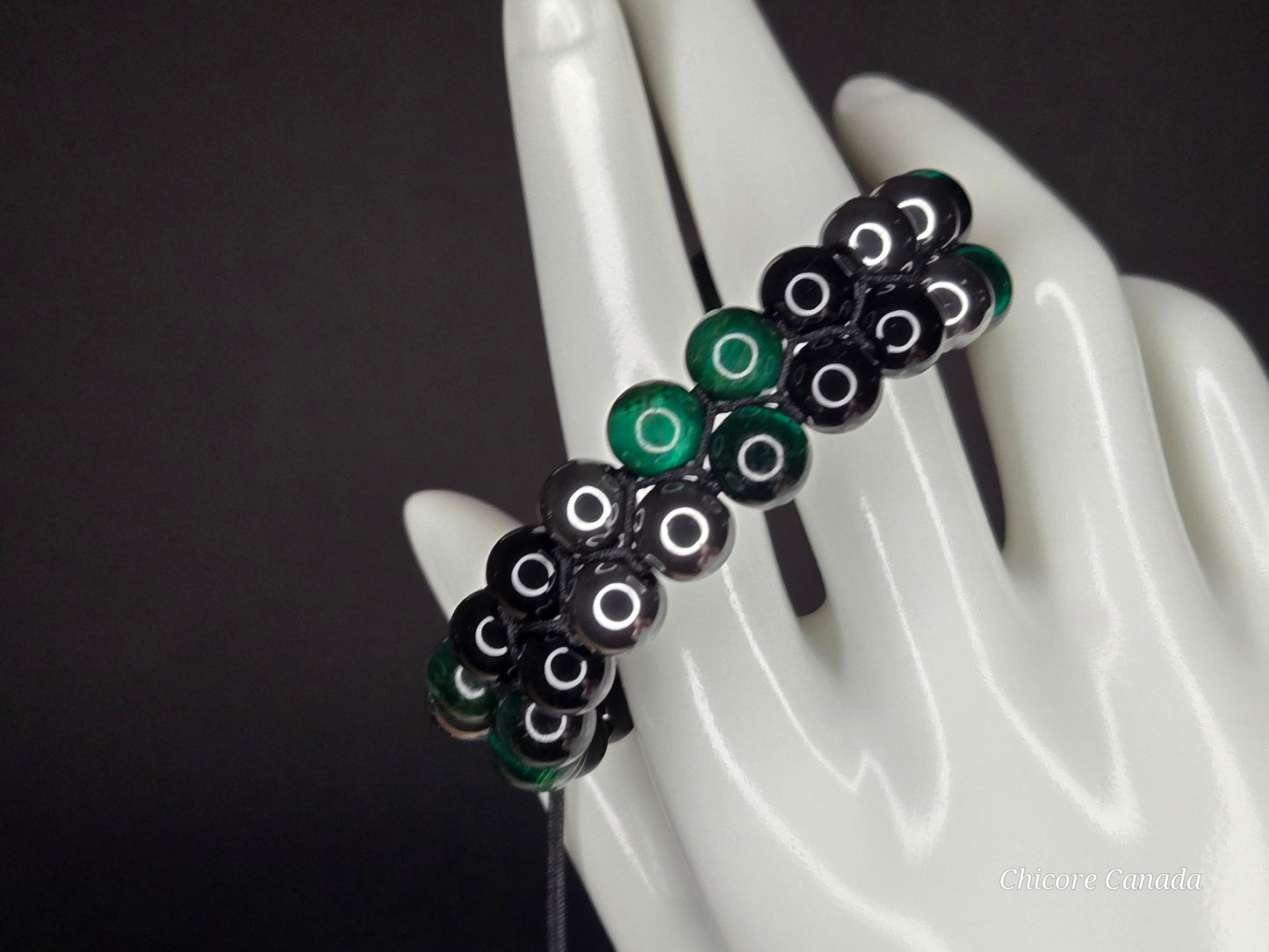 Malachite, Obsidian & Hematite Bracelet