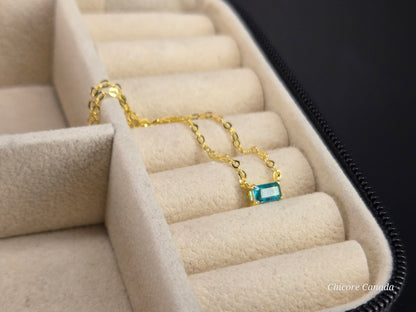 Dainty Paraiba Tourmaline Pendant with 925 Sterling Silver Adjustable Necklace