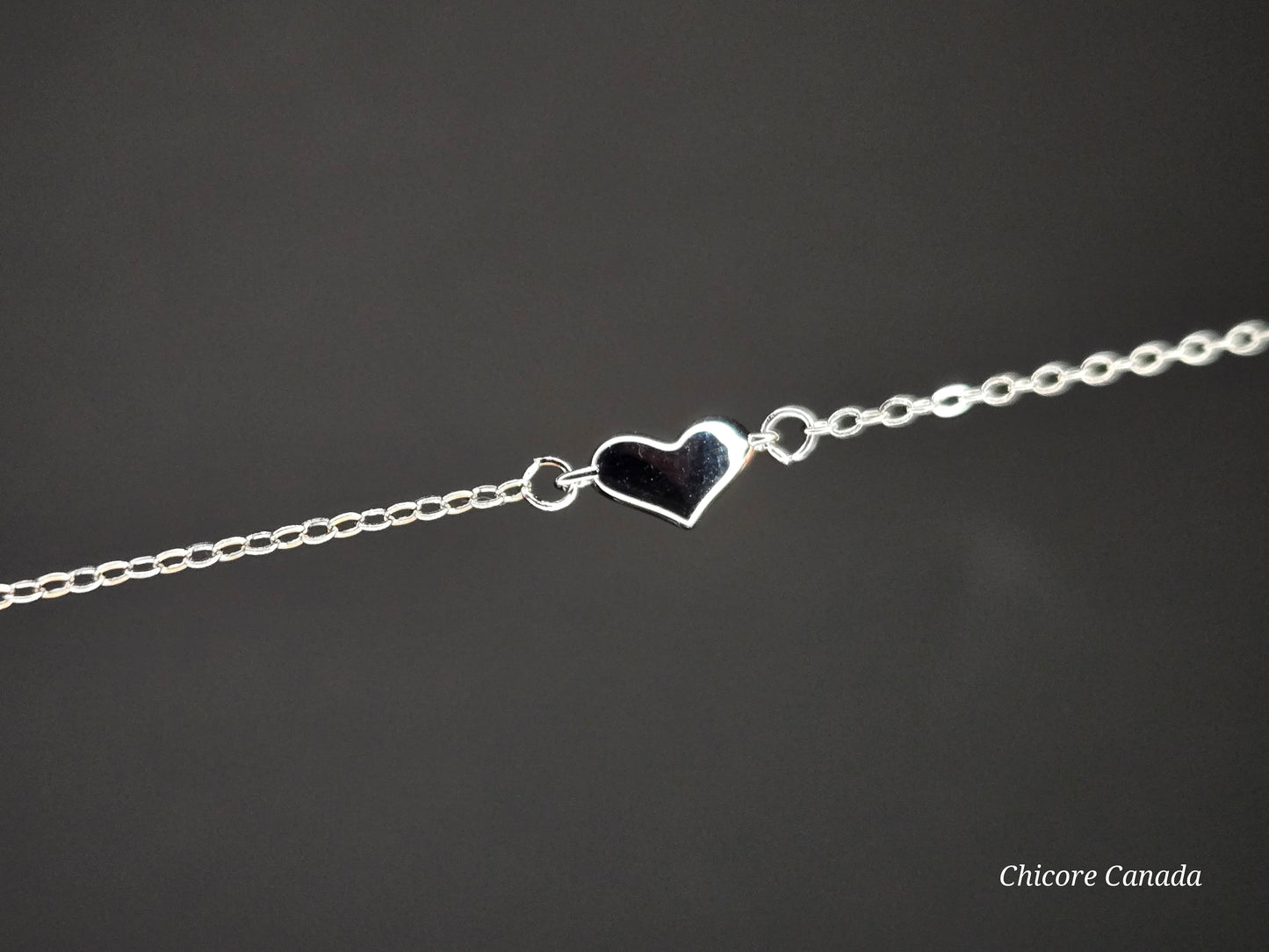 Sterling Silver Adjustable Bracelet with Elegant Delicate Heart Charm