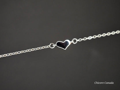 Sterling Silver Adjustable Bracelet with Elegant Delicate Heart Charm