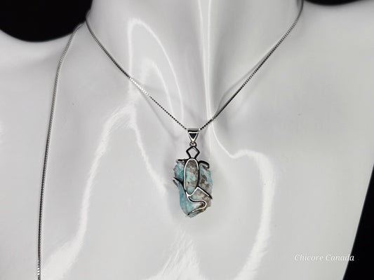 Grace in Blue – Handmade Amazonite Pendant with Adjustable Sterling Silver Necklace