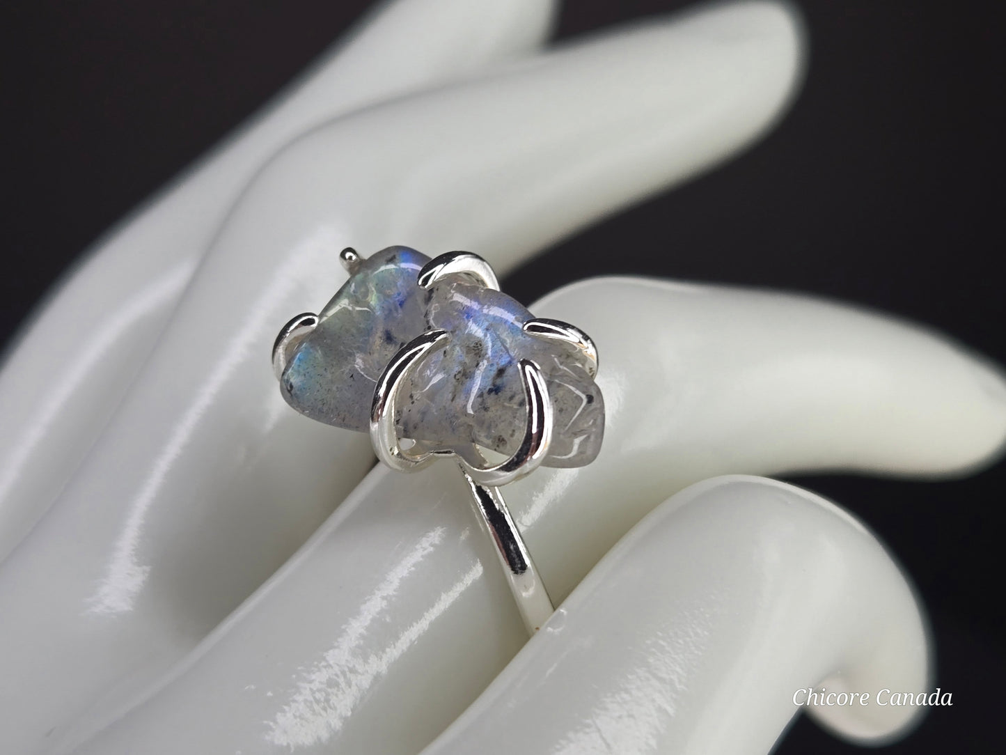 Adjustable Moonstone Ring – Silver Tone