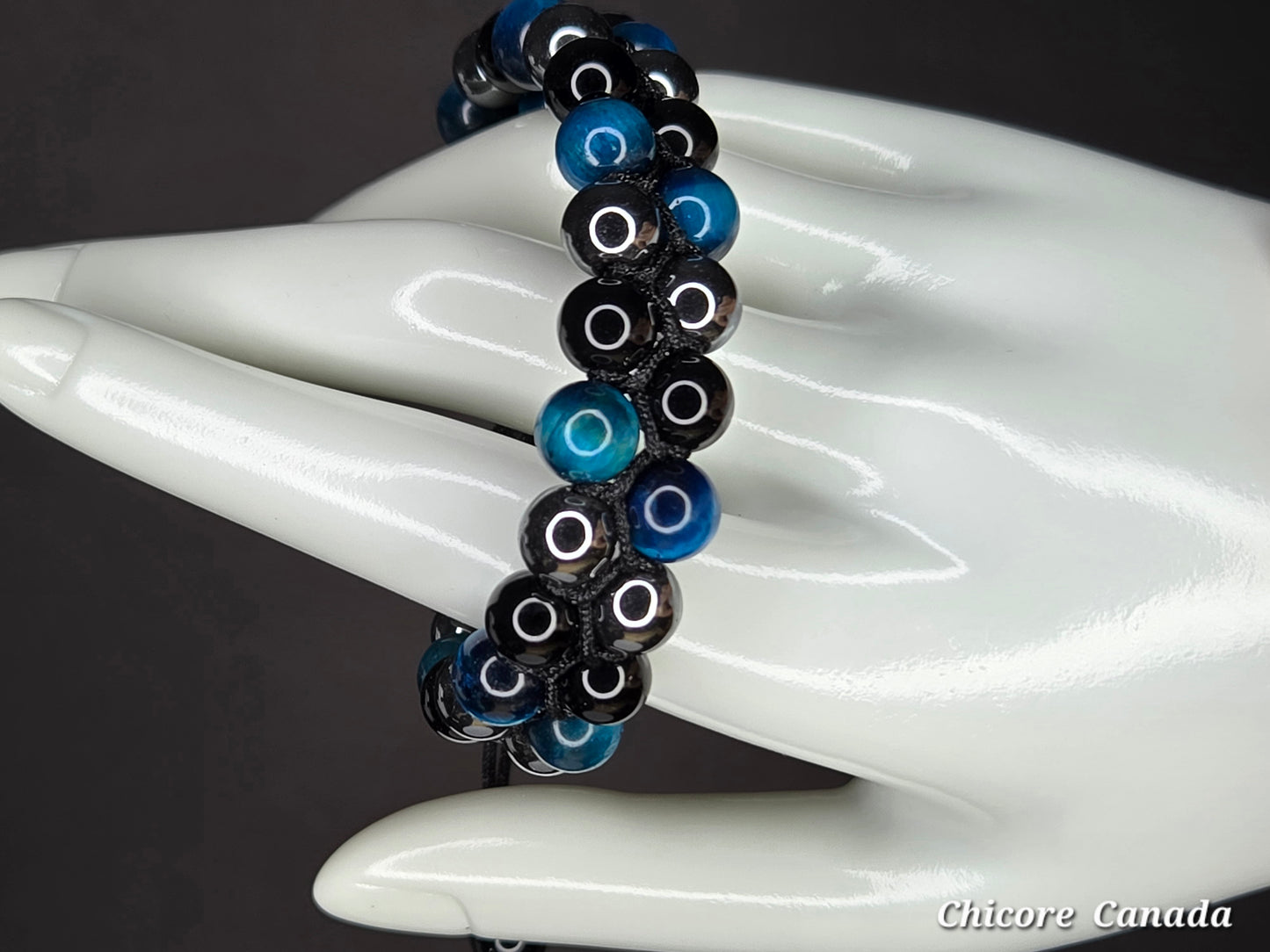 Blue Tiger’s Eye, Obsidian & Hematite Energy Shield - Triple Protection Bracelet