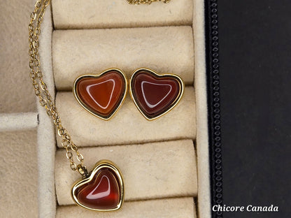Heart-Shaped Carnelian Stud Earrings – Energize & Inspire