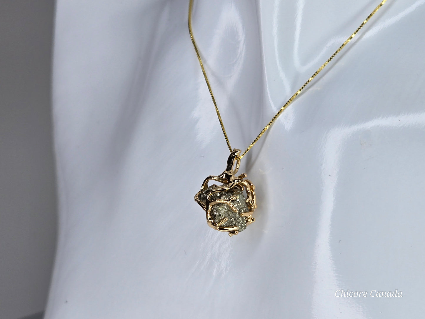 Bold & Brilliant: Raw Pyrite Crystal on 925 Silver Adjustable Necklace
