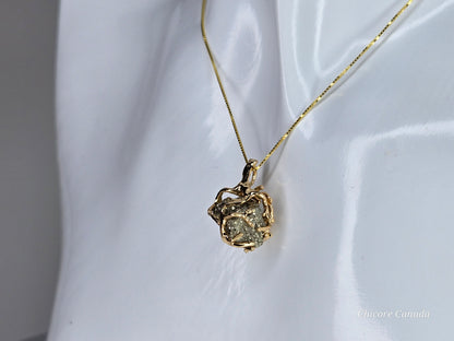 Bold & Brilliant: Raw Pyrite Crystal on 925 Silver Adjustable Necklace