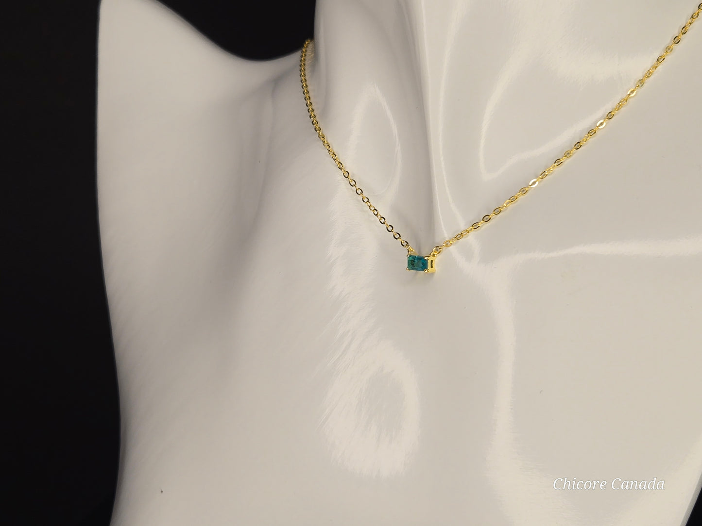 Dainty Paraiba Tourmaline Pendant with 925 Sterling Silver Adjustable Necklace
