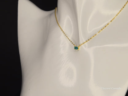 Dainty Paraiba Tourmaline Pendant with 925 Sterling Silver Adjustable Necklace