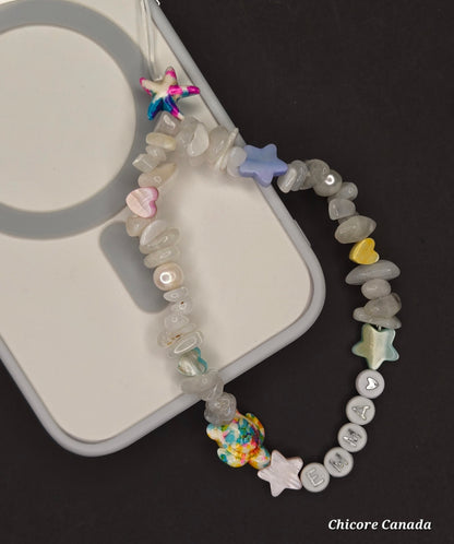 Elegant Glow: Handmade Natural Moonstone Elastic Phone Strap