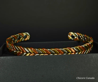 Three Color Copper Adjustable Magnetic Bracelet