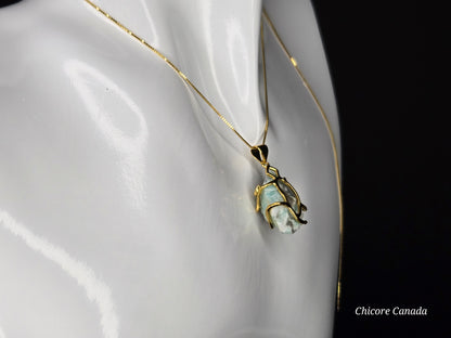 Artisan Raw Amazonite Necklace – Crafted with 925 Sterling Silver Grace
