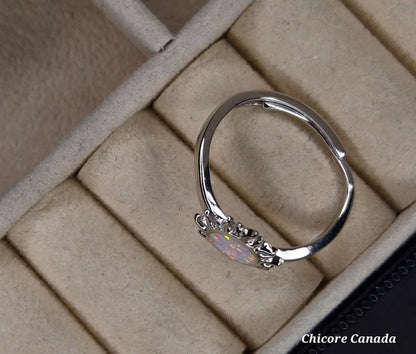 Sun-Shaped 925 Sterling Silver Adjustable Opal Ring – A Radiant Symbol of Strength & Beauty