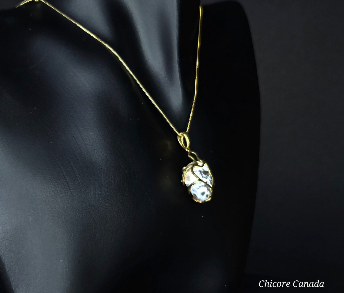 Natural Snakeskin Agate Pendant – Handmade Luxury with Adjustable Sterling Silver