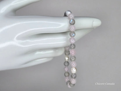 Goddess Radiance – Handmade Bracelet with Moonstone, Rose Quartz & Freshwater Pearls