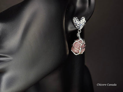 Boucles d'oreilles en quartz rose – Bijoux élégants et délicats