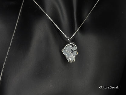 Artisan Raw Celestite Pendant with Adjustable 925 Sterling Silver Necklace