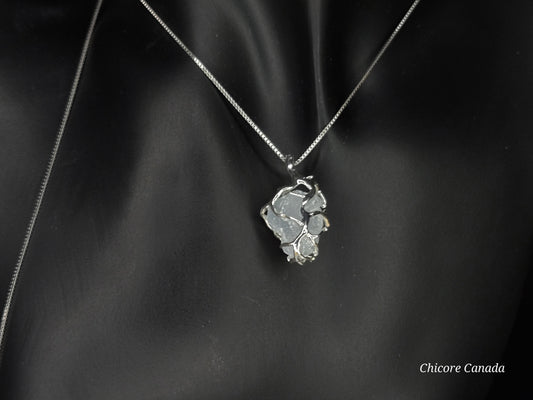Artisan Raw Celestite Pendant with Adjustable 925 Sterling Silver Necklace