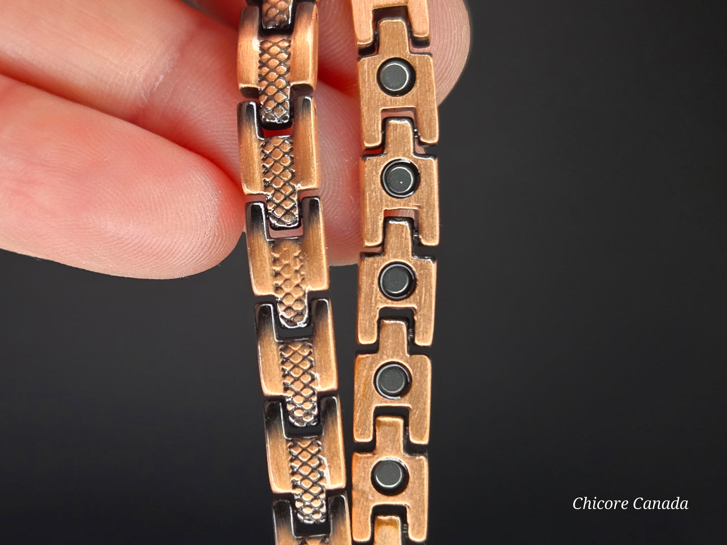 Adjustable Magnetic Copper Bracelet with 24 Magnets - Sleek Unisex Design