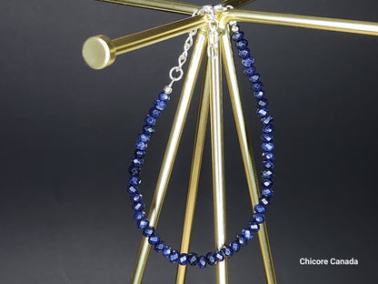 Magnifique bracelet délicat en saphir bleu fait main - Design élégant et intemporel