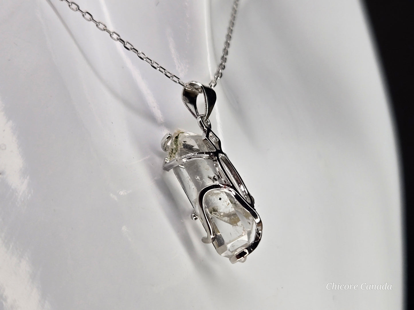 AAA Grade Raw Herkimer Diamond Pendant – Handmade Crystal Necklace with Adjustable 925 Sterling Silver