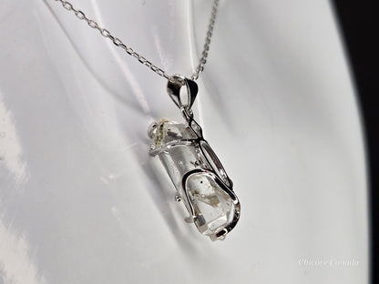 AAA Grade Raw Herkimer Diamond Pendant – Handmade Crystal Necklace with Adjustable 925 Sterling Silver