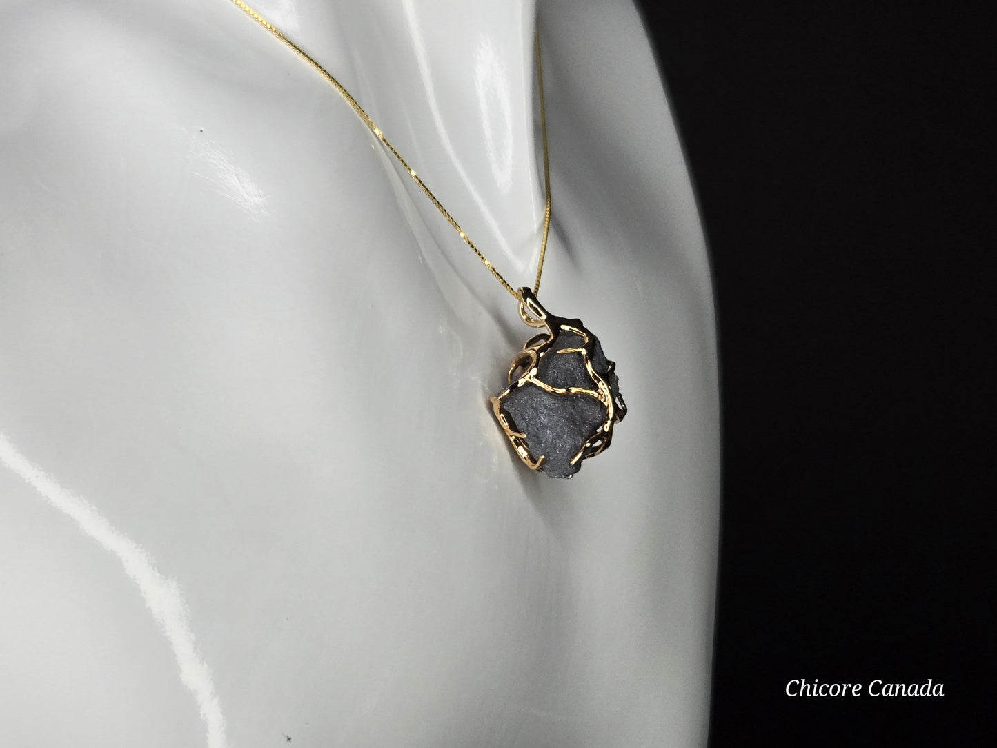 Raw Natural Hematite Stone Handmade Pendant with Adjustable 925 Sterling Silver Necklace