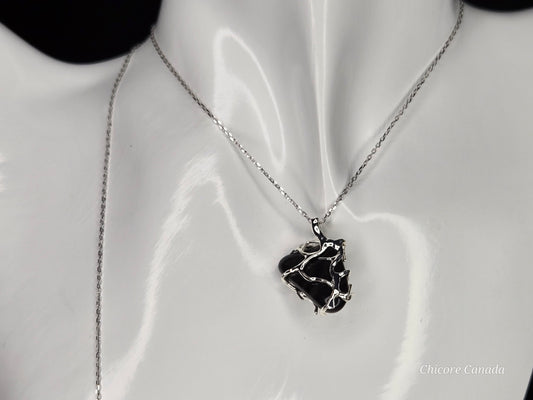 Handcrafted Black Obsidian Power Pendant – 925 Sterling Silver Adjustable Necklace
