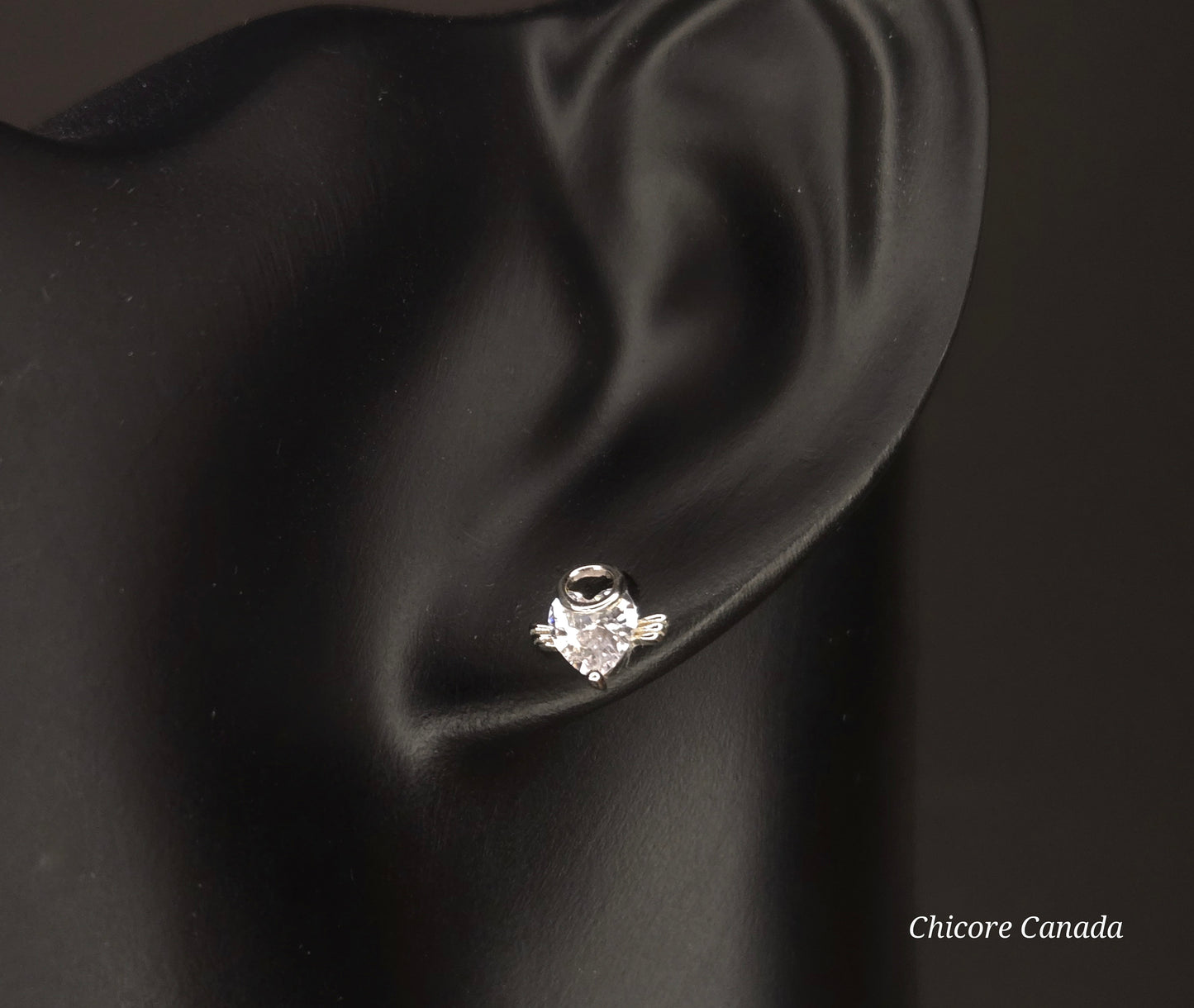 Asymmetric Evil & Angel Stud Earrings in 925 Sterling Silver – Bold Luxury Redefined